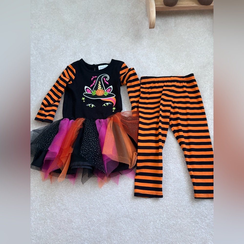 Black & Orange Halloween Tutu Set with matching leggings